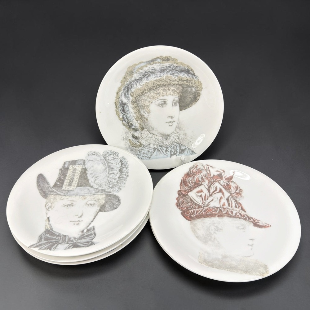 6 Porcelaine de Paris France Victorian Lady‎ Portrait Dishes Plates 7 Inch Set